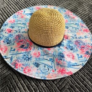 Lilly Pulitzer Kids' Straw Hat with Pink and Blue Floral Design